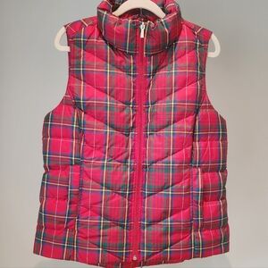 Land's End Small (4-6) Red Plaid Christmas Holiday Winter Vest Puffer Down